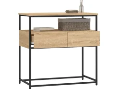 Consola| Mesa consola 75x40x75 cm derivados de madeira carvalho sonoma PT180463 Castanho