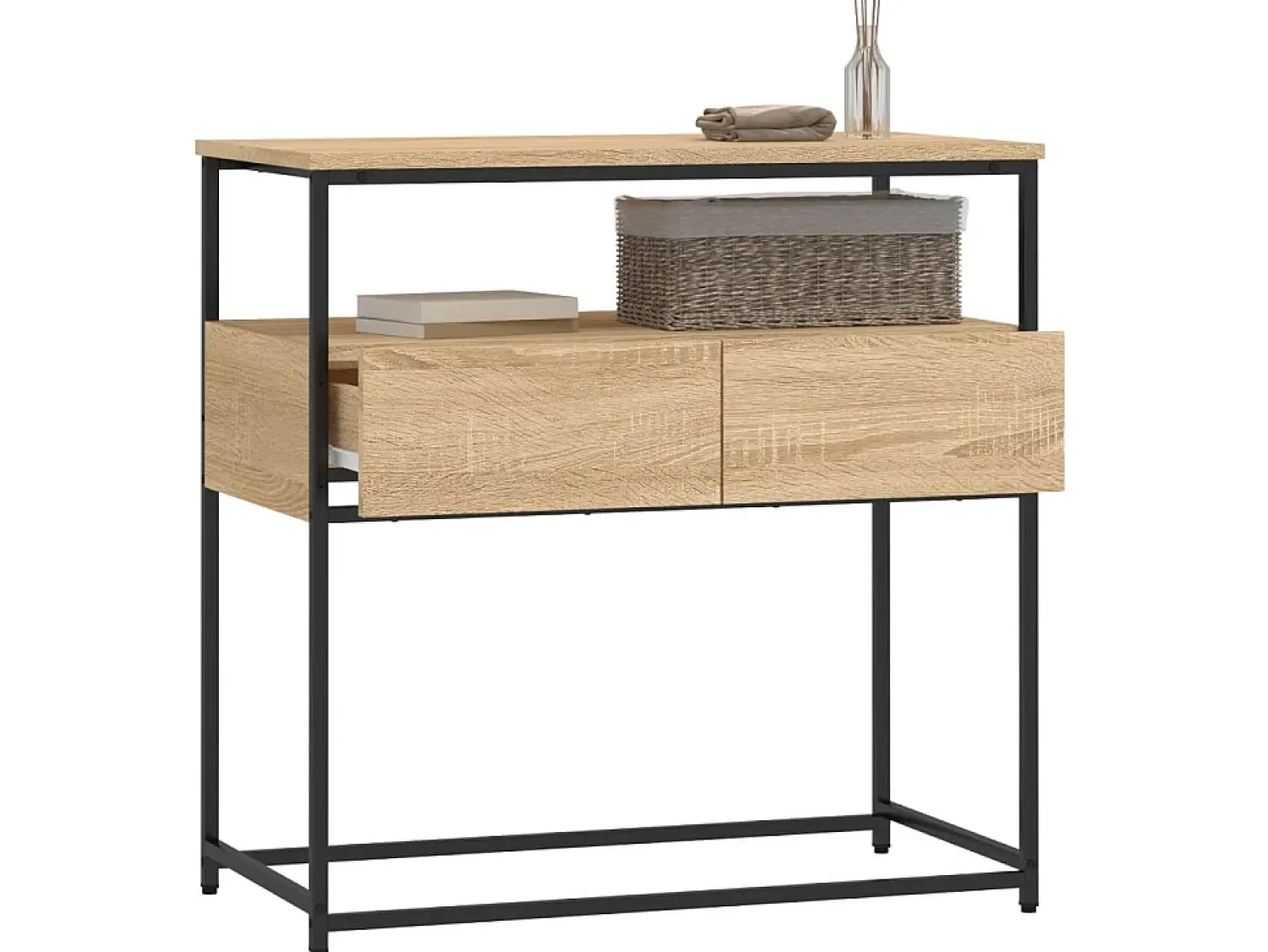 Consola| Mesa consola 75x40x75 cm derivados de madeira carvalho sonoma PT180463 Castanho