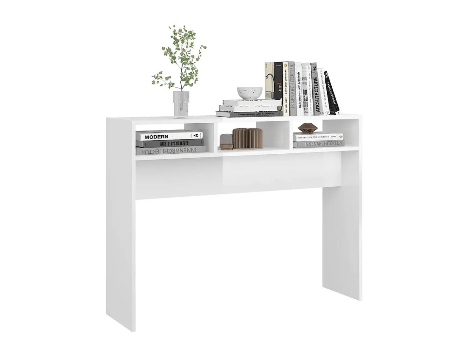 Consola*vidaxl Mesa consola 105x30x80 cm derivados de madeira brilhante Branco