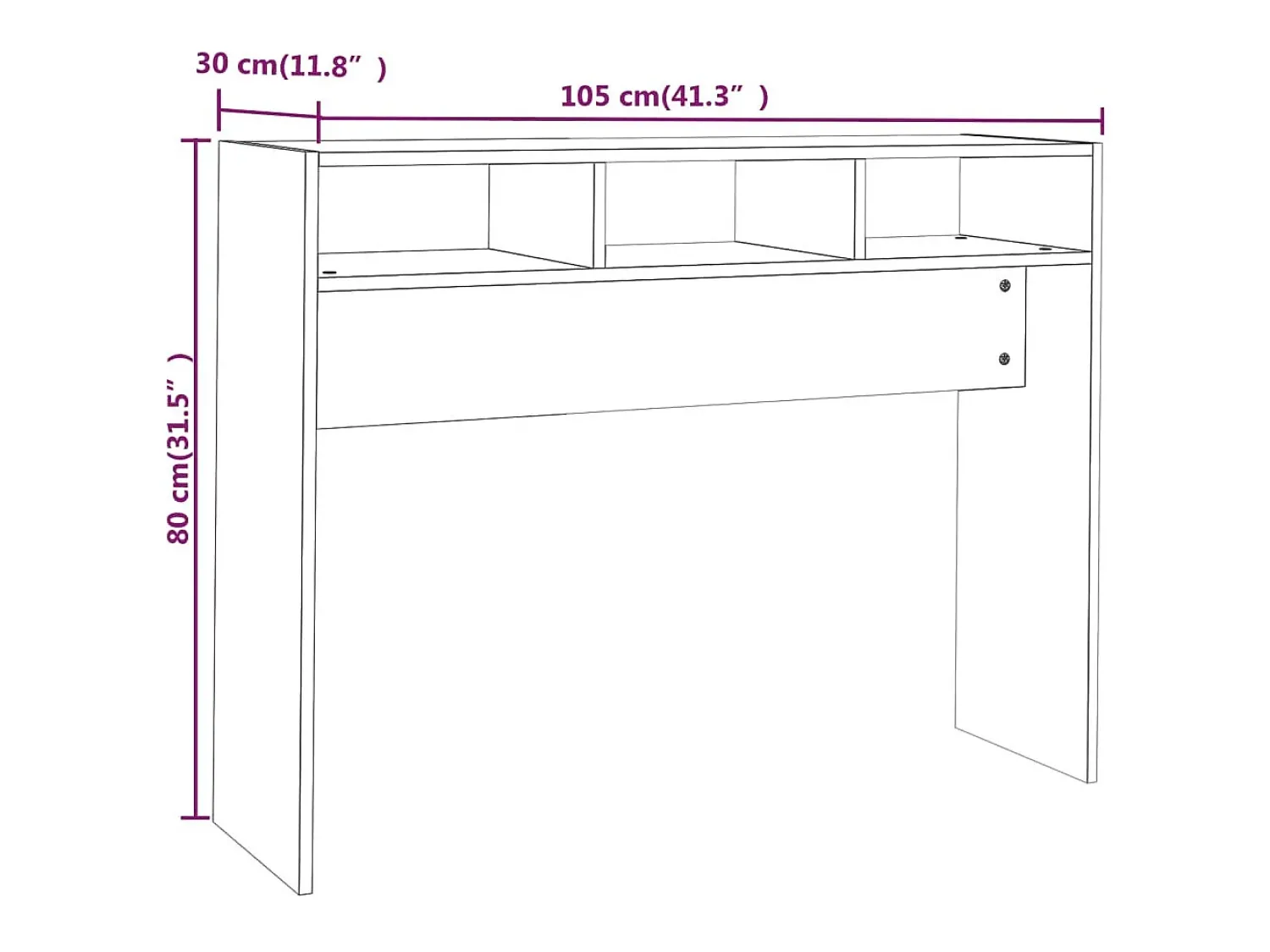 Consola*vidaxl Mesa consola 105x30x80 cm derivados de madeira brilhante Branco