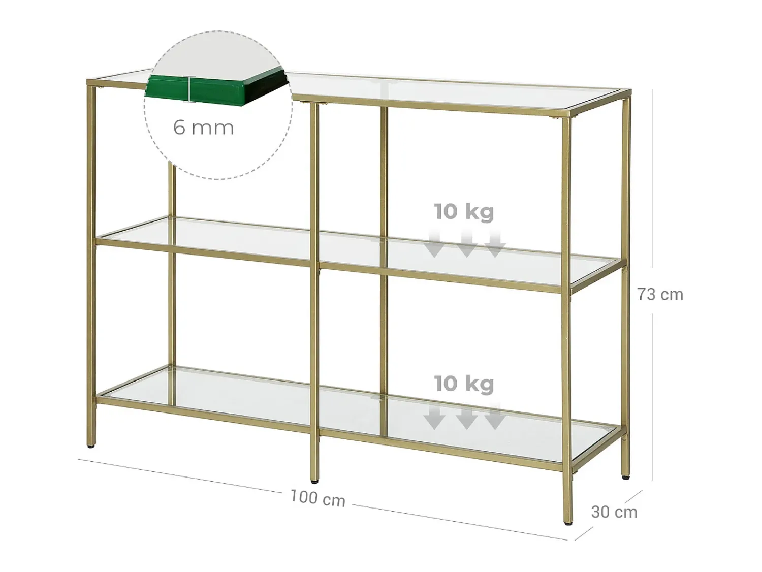 Consola| Mesa Consola 100x30x73 cm Dourado