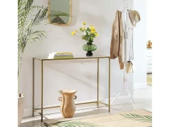 Mesa Consola 100x35x80 cm dourada^ Consola