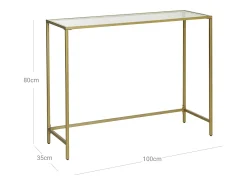 Mesa Consola 100x35x80 cm dourada^ Consola