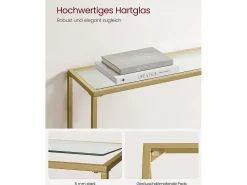Discount Mesa Consola 20x100x80 cm Claro Dourado
