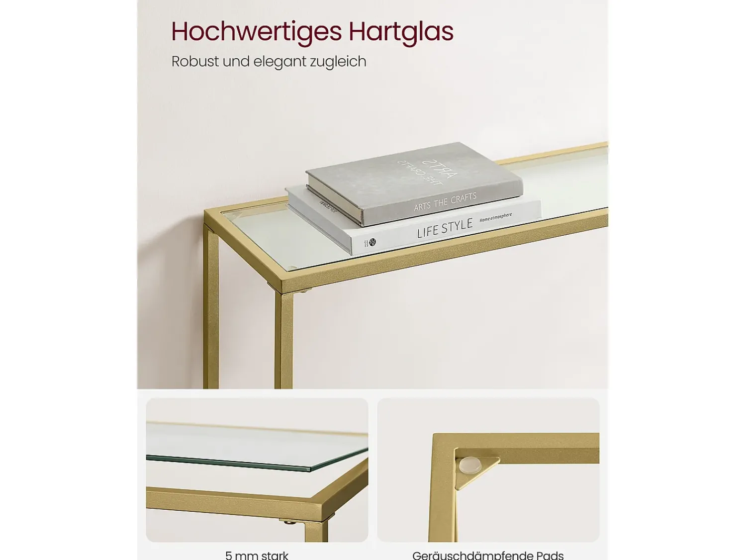 Discount Mesa Consola 20x100x80 cm Claro Dourado