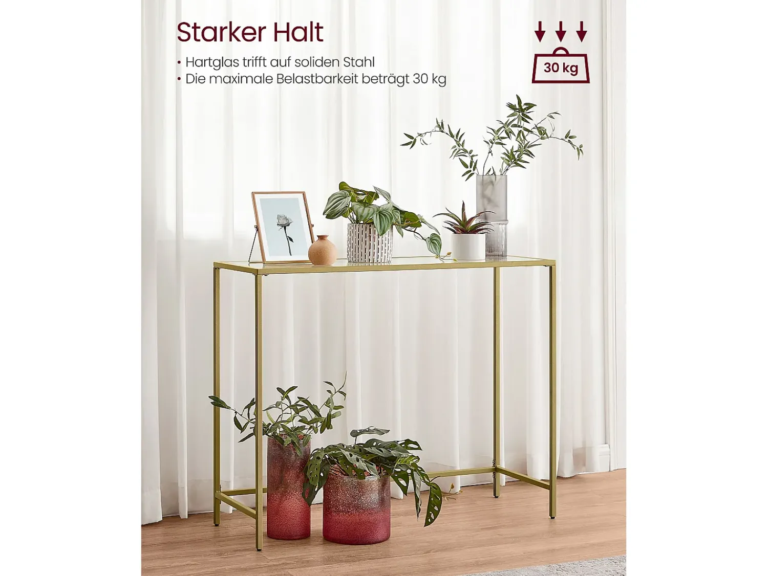 Discount Mesa Consola 20x100x80 cm Claro Dourado