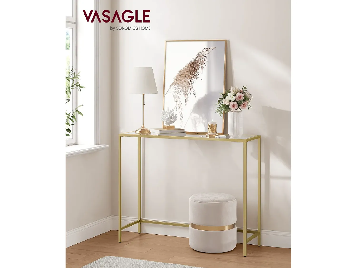 Discount Mesa Consola 20x100x80 cm Claro Dourado