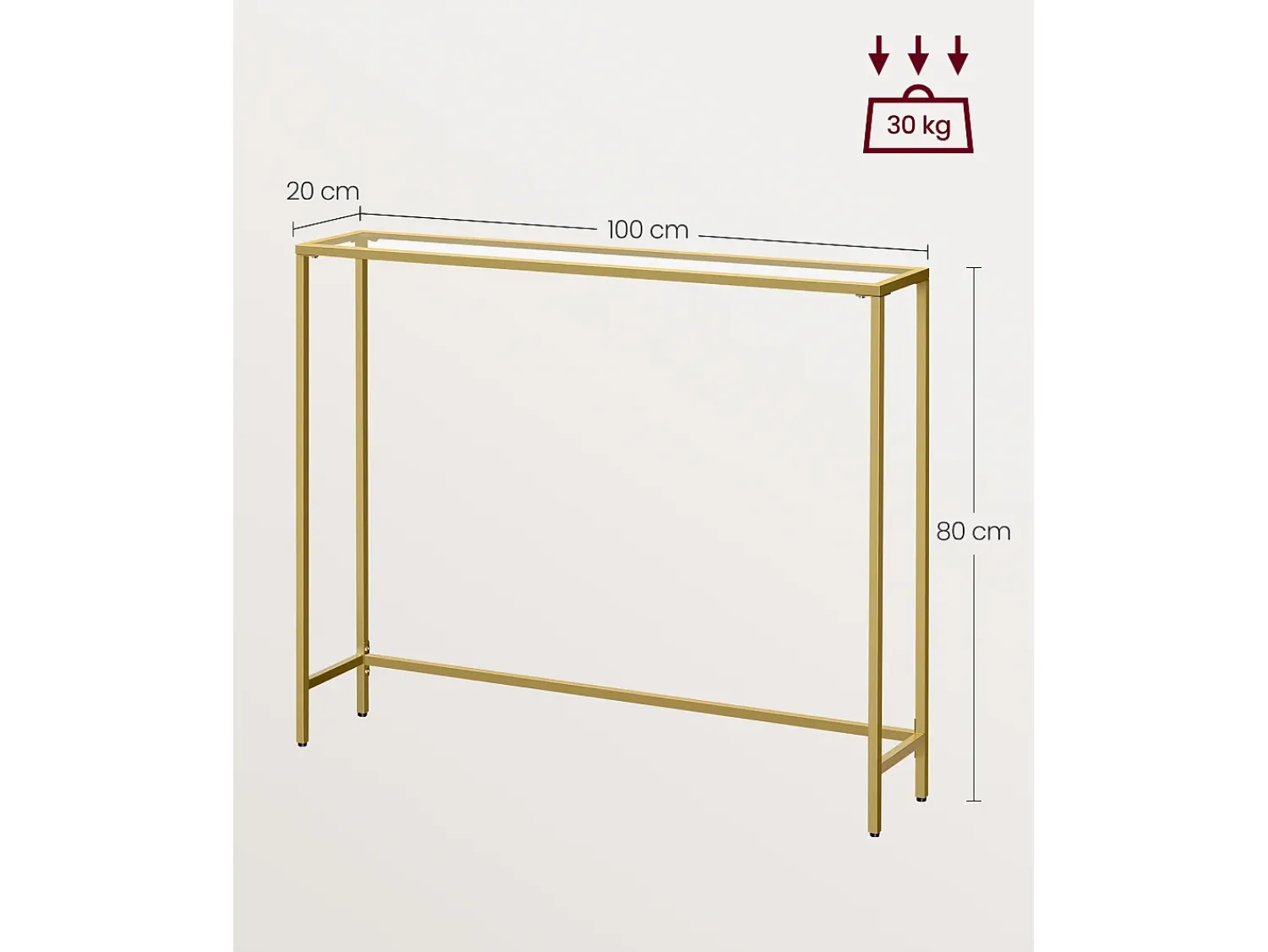 Discount Mesa Consola 20x100x80 cm Claro Dourado