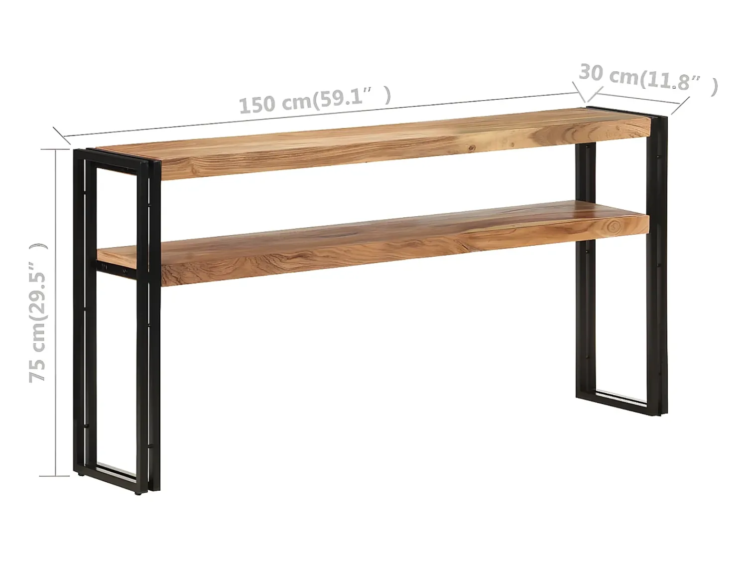 Consola| Mesa consola 150x30x75 cm madeira de acácia maciça PT756417 Castanho