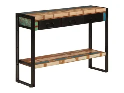 Consola|vidaxl Mesa consola 110x30x76 cm madeira recuperada maciça Preto