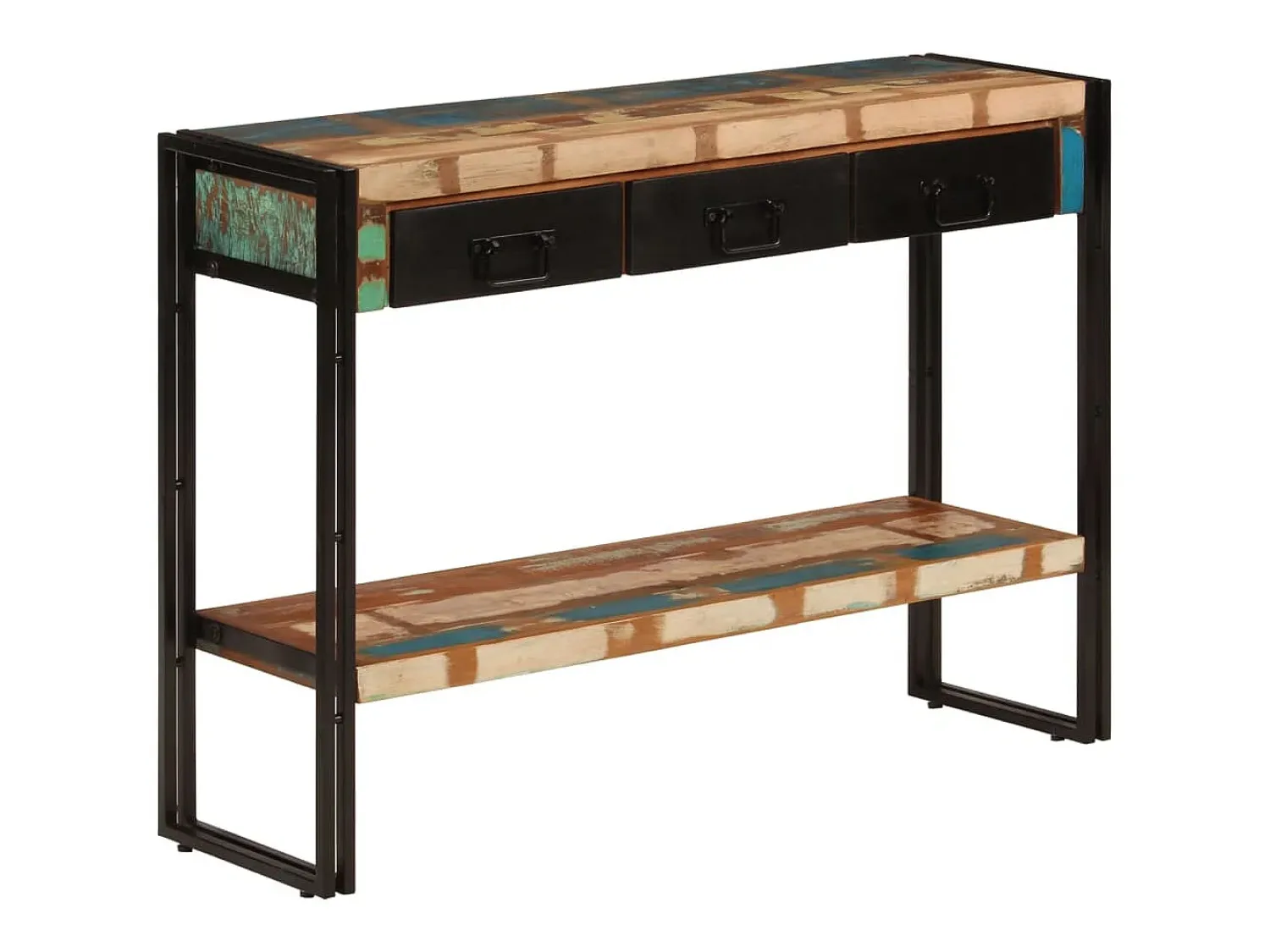 Consola|vidaxl Mesa consola 110x30x76 cm madeira recuperada maciça Preto