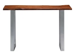 Consola|vidaxl Mesa consola 115x35x76 cm madeira de acácia maciça e ferro Natural claro