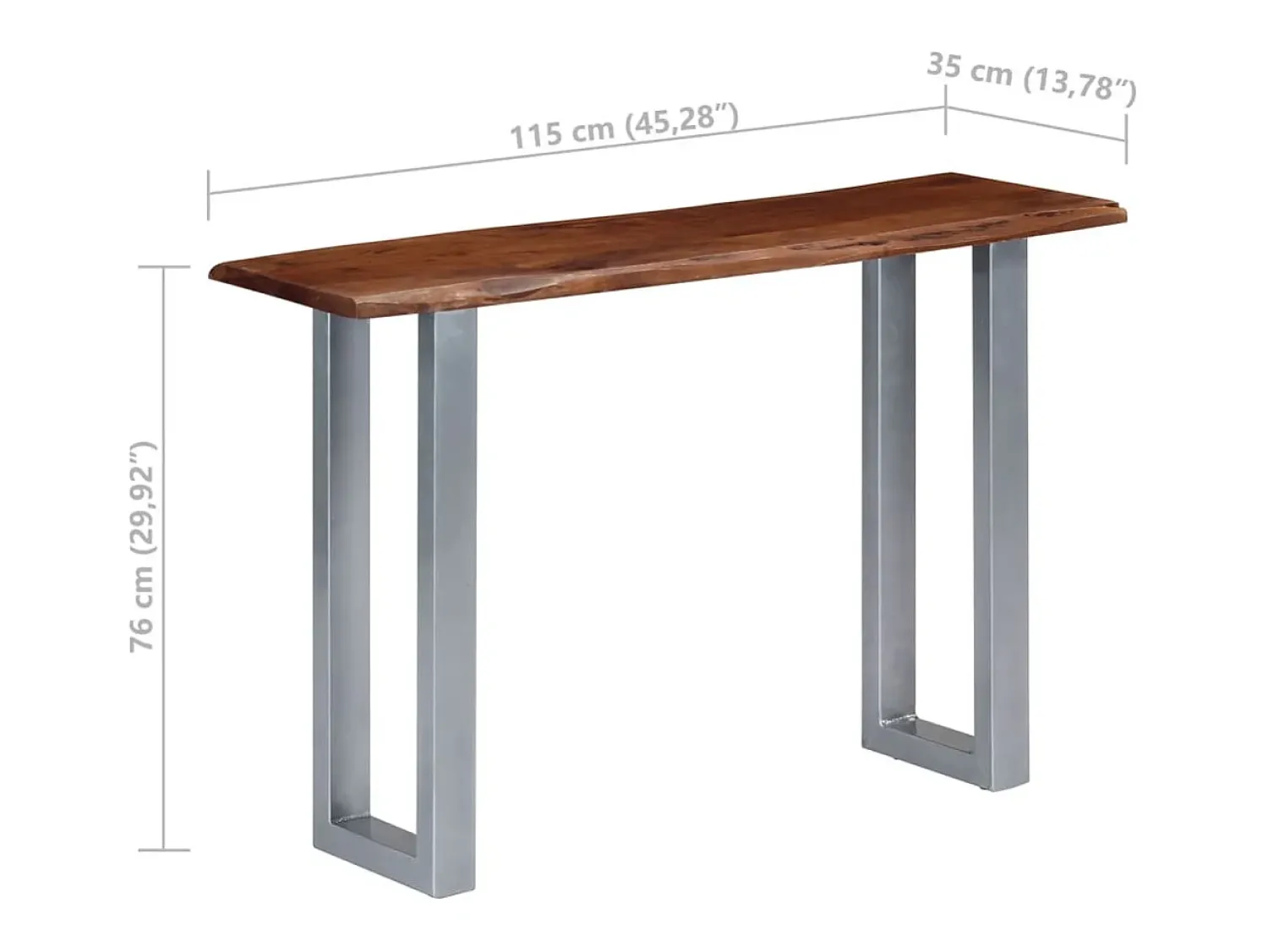 Consola|vidaxl Mesa consola 115x35x76 cm madeira de acácia maciça e ferro Natural claro