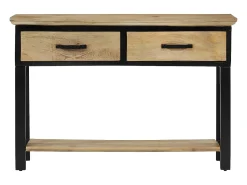 Consola| Mesa consola 110x30x75 cm madeira de mangueira áspera maciça PT275784 Castanho