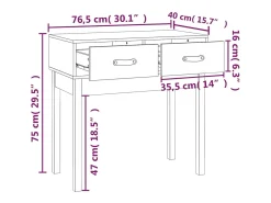 vidaxl Mesa consola 76,5x40x75 cm madeira de pinho maciça^ Consola