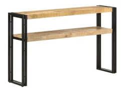 vidaxl Mesa consola 120x30x75 cm madeira de mangueira áspera Natural claro