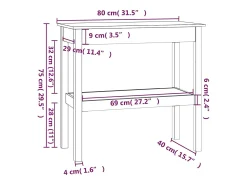 vidaxl Mesa consola 80x40x75 cm madeira de pinho maciça^ Consola