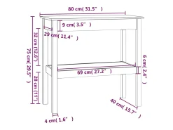 vidaxl Mesa consola 80x40x75 cm madeira de pinho maciça^ Consola