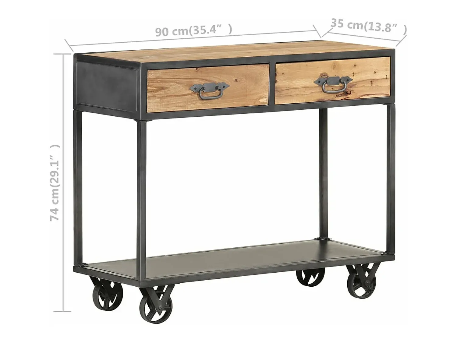 Consola*vidaxl Mesa consola 90x35x74 cm madeira recuperada maciça Natural claro