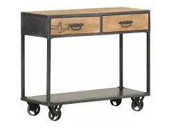 Consola*vidaxl Mesa consola 90x35x74 cm madeira recuperada maciça Natural claro