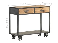 Consola*vidaxl Mesa consola 90x35x74 cm madeira recuperada maciça Natural claro