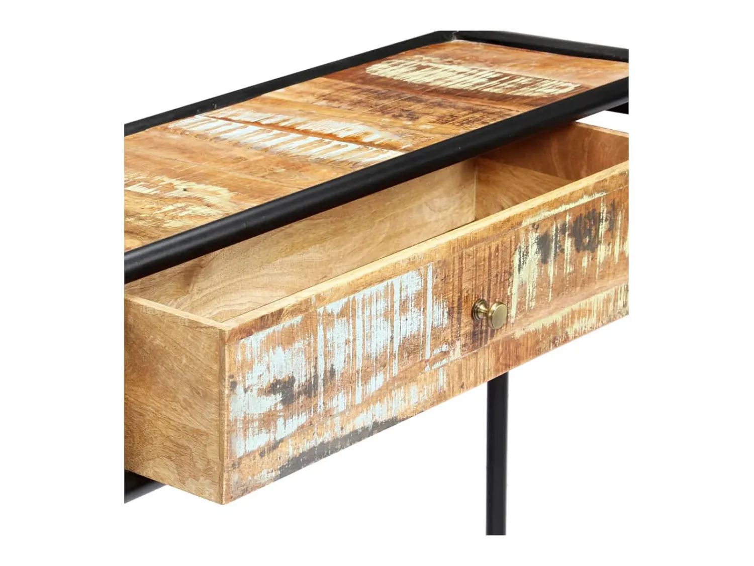 vidaxl Mesa consola 118x30x75 cm madeira recuperada maciça Natural claro