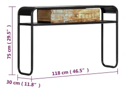 vidaxl Mesa consola 118x30x75 cm madeira recuperada maciça Natural claro