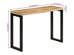 vidaxl Mesa consola 110x35x76 cm madeira de mangueira áspera maciça^ Consola