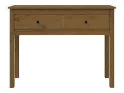 vidaxl Mesa consola 100x35x75 cm madeira de pinho maciça castanho mel^ Consola