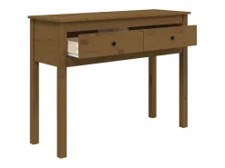 vidaxl Mesa consola 100x35x75 cm madeira de pinho maciça castanho mel^ Consola