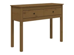 vidaxl Mesa consola 100x35x75 cm madeira de pinho maciça castanho mel^ Consola