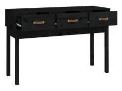 Consola*vidaxl Mesa consola 114x40x75 cm madeira de pinho maciça Preto