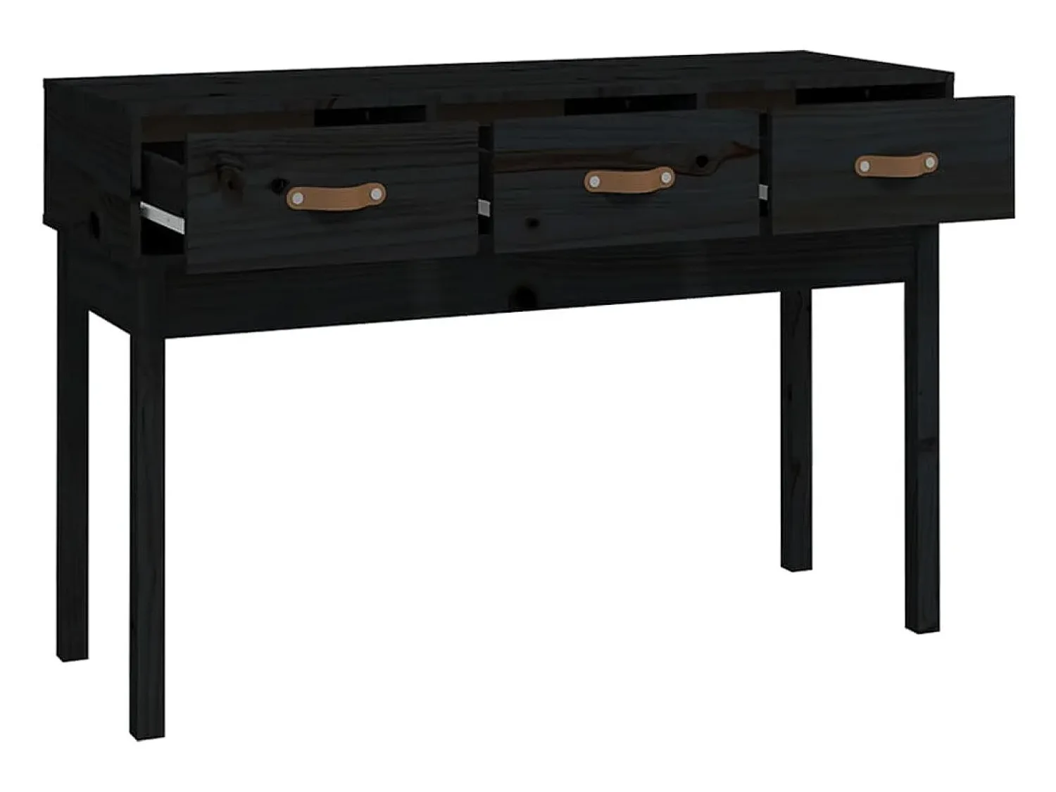 Consola*vidaxl Mesa consola 114x40x75 cm madeira de pinho maciça Preto
