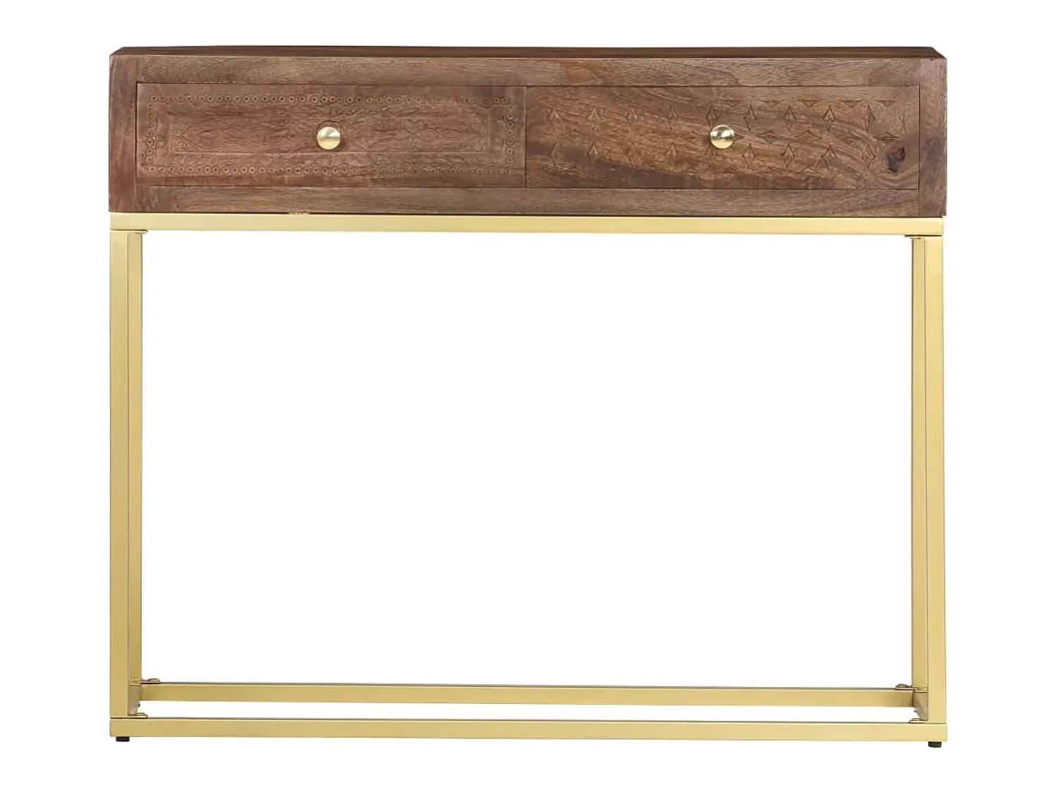Consola*vidaxl Mesa consola 90x30x75 cm madeira de mangueira maciça Natural claro