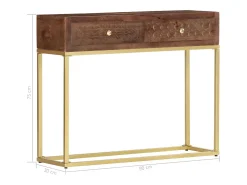 Consola*vidaxl Mesa consola 90x30x75 cm madeira de mangueira maciça Natural claro