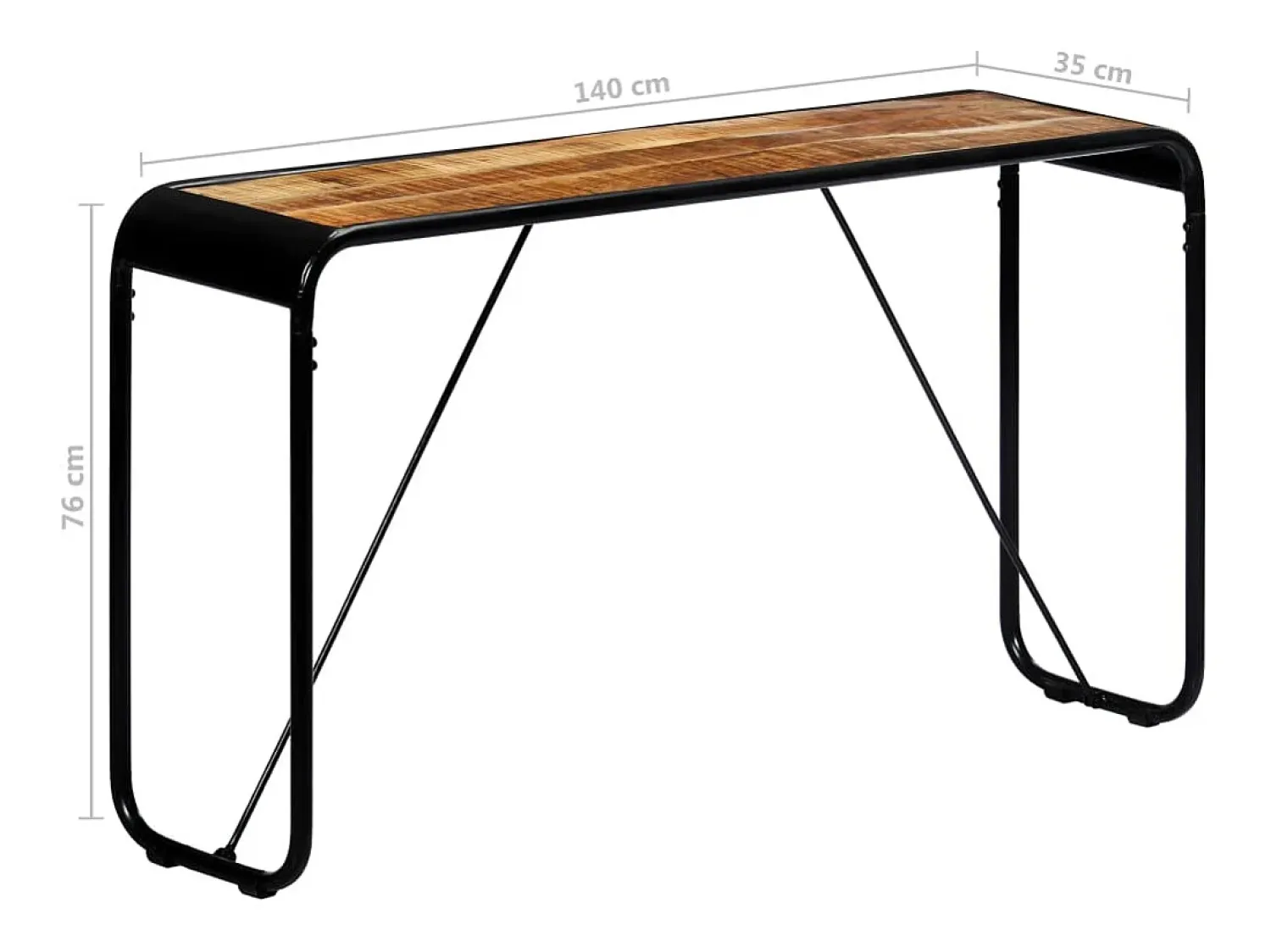 Consola|vidaxl Mesa consola 140x35x76 cm madeira de mangueira maciça áspera Natural claro
