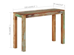 Hot vidaxl Mesa consola 110x35x76 cm madeira recuperada maciça Multicor