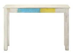 Consola* Mesa consola 115x35x77 cm madeira de mangueira áspera PT453291 Branco