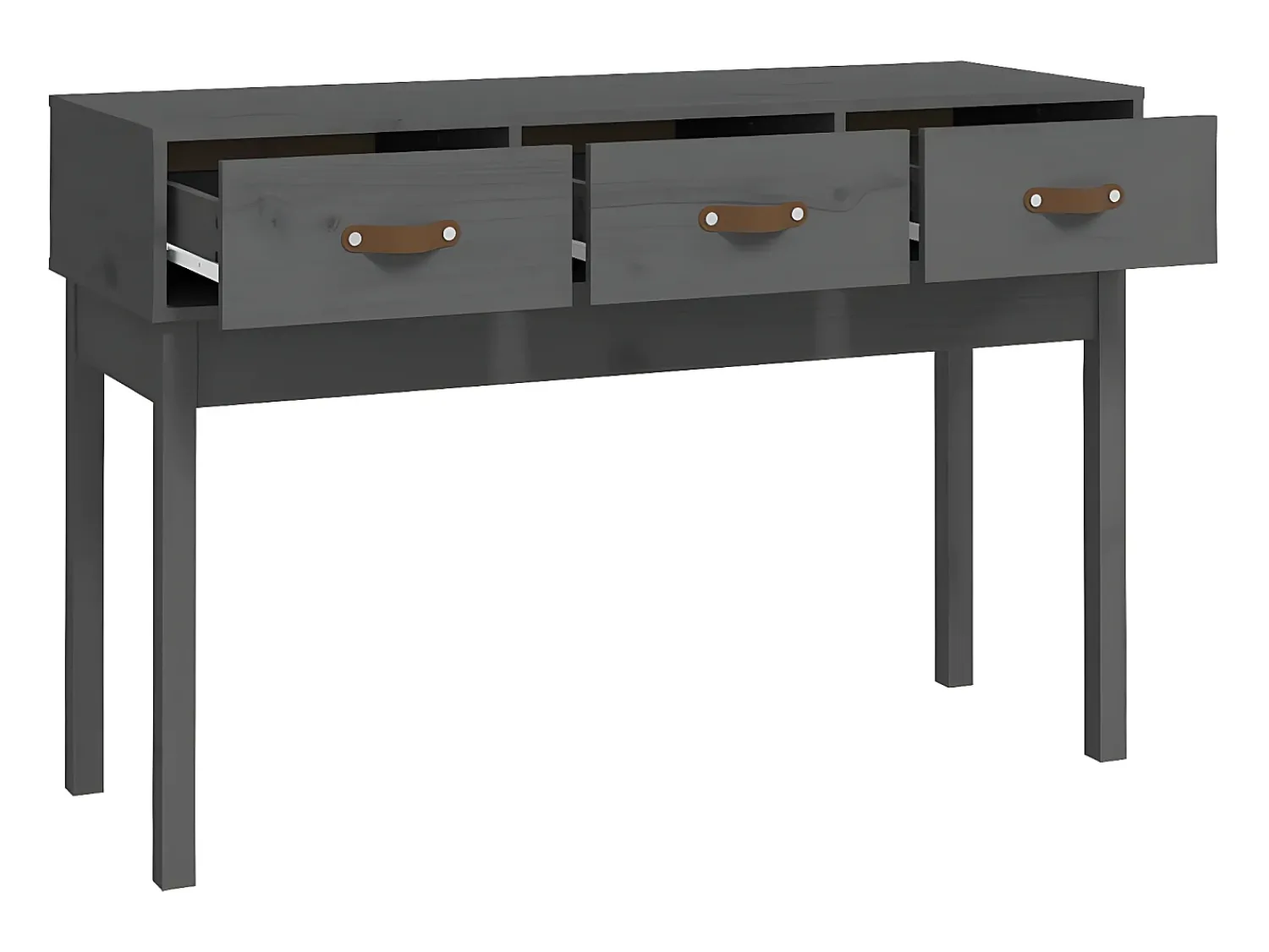 Consola| Mesa consola 114x40x75 cm madeira de pinho maciça PT897707 Cinzento