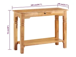 Discount vidaxl Mesa consola 100x40x76 cm madeira de acácia maciça Natural claro