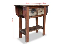 Mesa consola 80x35x80 cm madeira reciclada maciça PT179377^ Consola