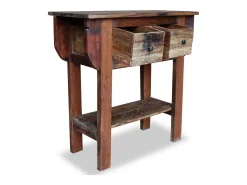 Mesa consola 80x35x80 cm madeira reciclada maciça PT179377^ Consola