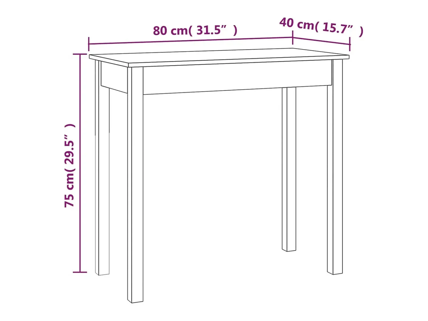Consola|vidaxl Mesa consola 80x40x75 cm madeira de pinho maciça Natural claro