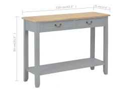 Consola*vidaxl Mesa consola 110x35x80 cm madeira Cinzento