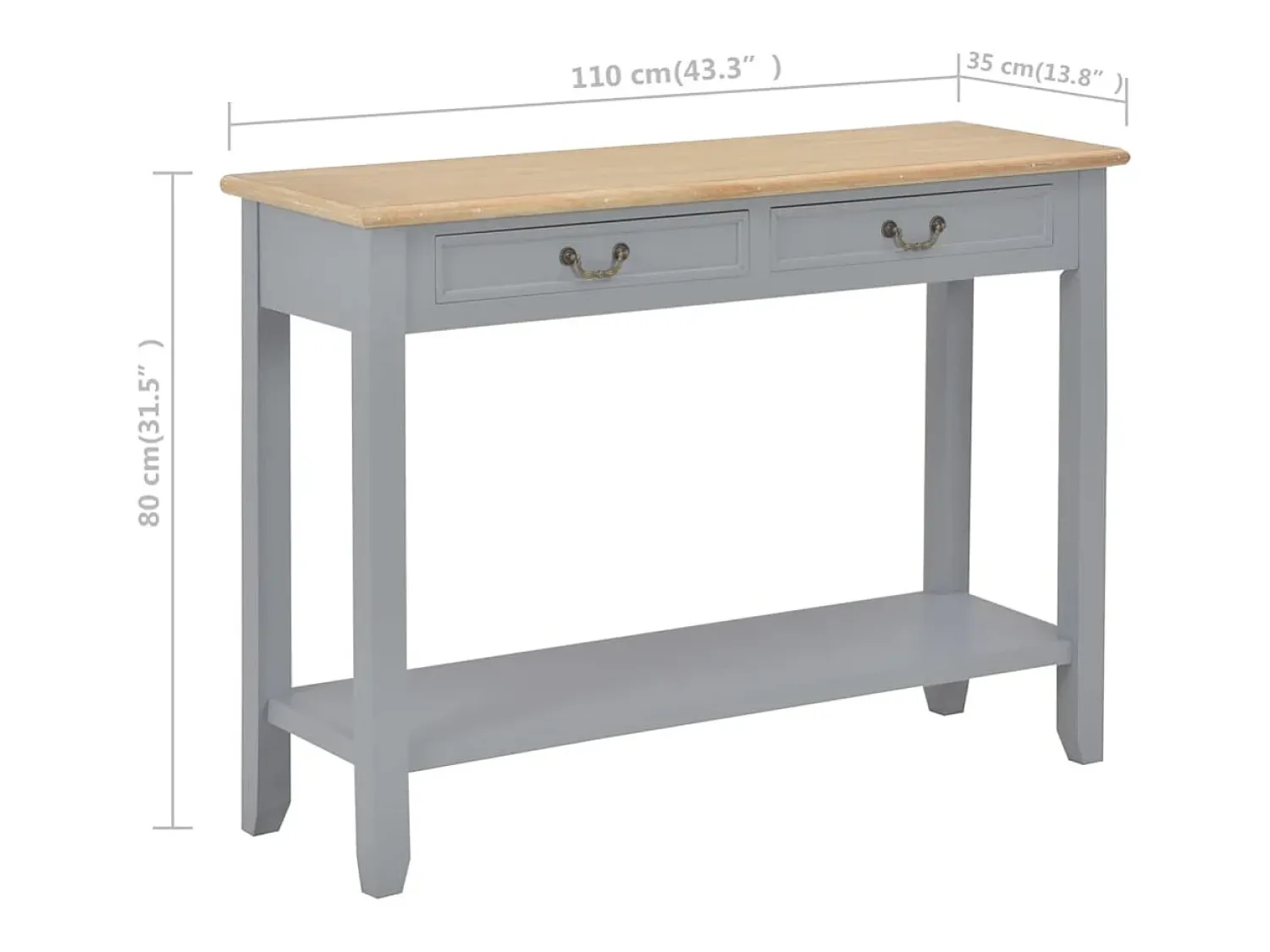 Consola*vidaxl Mesa consola 110x35x80 cm madeira Cinzento
