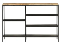 Consola| Mesa consola 110x30x75 cm madeira mangueira áspera maciça/ferro PT355123 Castanho