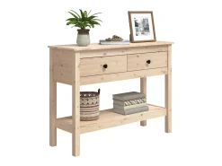 Clearance Mesa consola 100x35x75 cm madeira de pinho maciço PT102984 Castanho