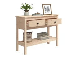 Clearance Mesa consola 100x35x75 cm madeira de pinho maciço PT102984 Castanho