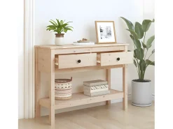 Clearance Mesa consola 100x35x75 cm madeira de pinho maciço PT102984 Castanho