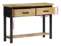 Outlet vidaxl Mesa consola 110x30x75 cm madeira de mangueira áspera maciça Natural claro
